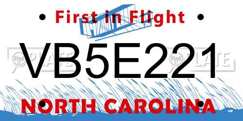 VB5E221 North Carolina License Plate