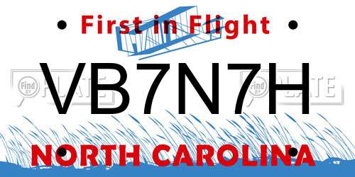 VB7N7H North Carolina License Plate
