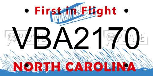 VBA2170 North Carolina License Plate