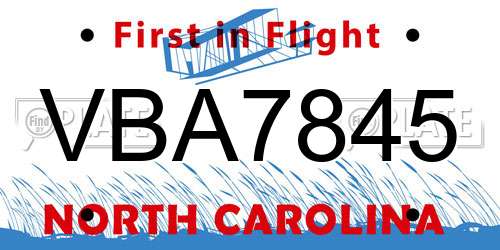 VBA7845 North Carolina License Plate