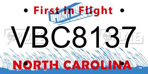 VBC8137 North Carolina License Plate
