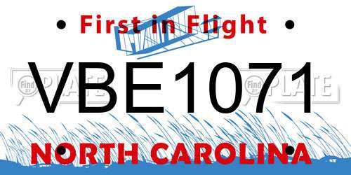 VBE1071 North Carolina License Plate