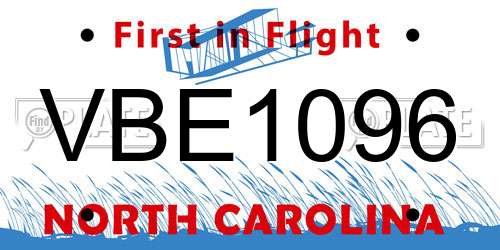 VBE1096 North Carolina License Plate