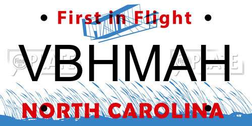 VBHMAH North Carolina License Plate