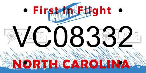 VC08332 North Carolina License Plate