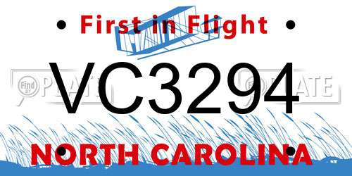 VC3294 North Carolina License Plate