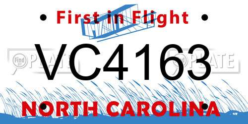 VC4163 North Carolina License Plate