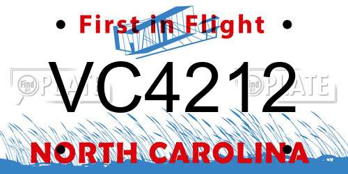 VC4212 North Carolina License Plate