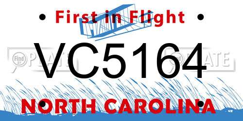 VC5164 North Carolina License Plate