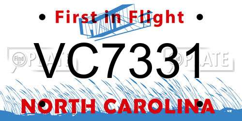 VC7331 North Carolina License Plate