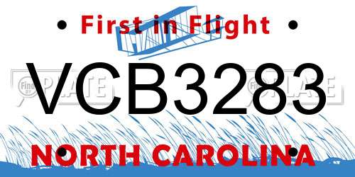 VCB3283 North Carolina License Plate