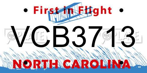 VCB3713 North Carolina License Plate