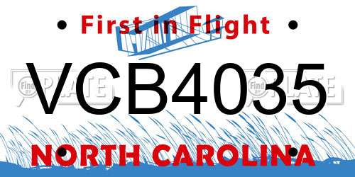 VCB4035 North Carolina License Plate