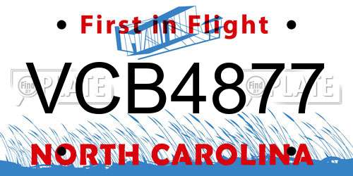 VCB4877 North Carolina License Plate