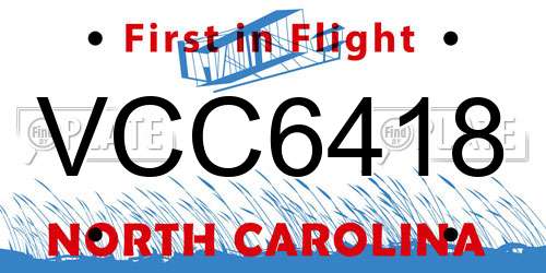 VCC6418 North Carolina License Plate