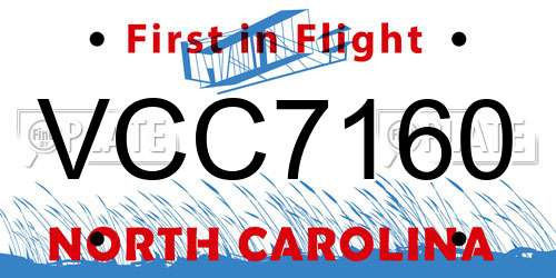 VCC7160 North Carolina License Plate