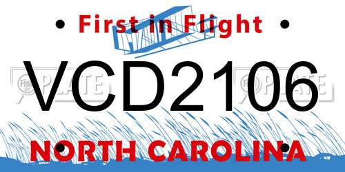 VCD2106 North Carolina License Plate