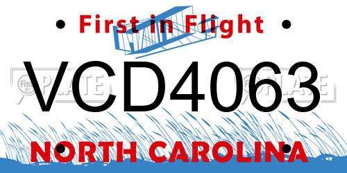 VCD4063 North Carolina License Plate