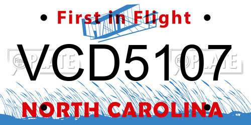 VCD5107 North Carolina License Plate