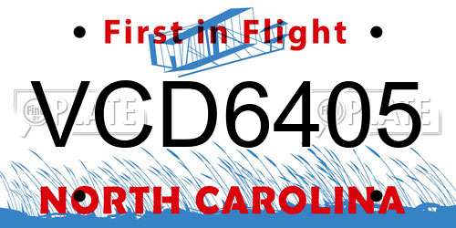 VCD6405 North Carolina License Plate