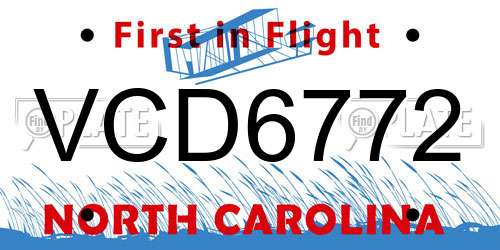 VCD6772 North Carolina License Plate