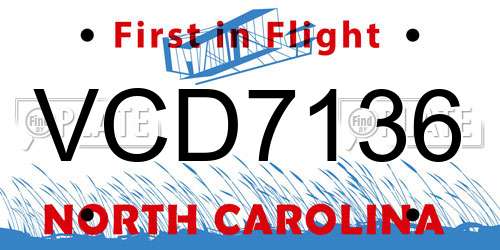 VCD7136 North Carolina License Plate