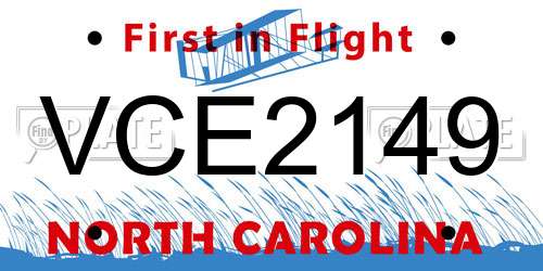 VCE2149 North Carolina License Plate