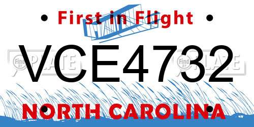 VCE4732 North Carolina License Plate