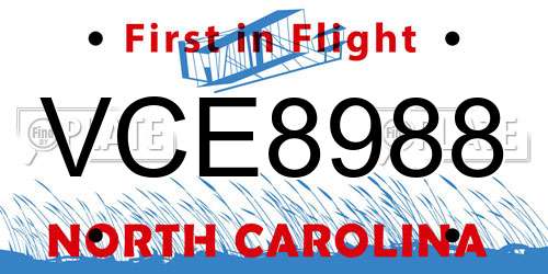 VCE8988 North Carolina License Plate