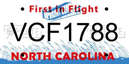 VCF1788 North Carolina License Plate