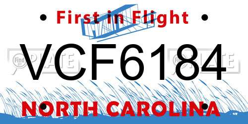 VCF6184 North Carolina License Plate