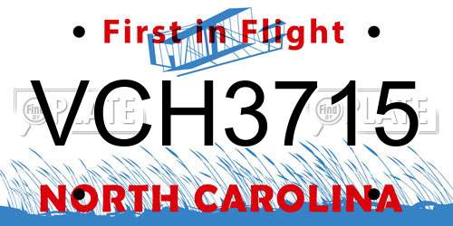 VCH3715 North Carolina License Plate