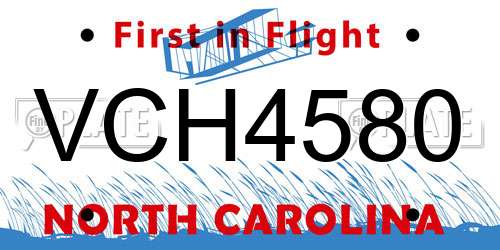 VCH4580 North Carolina License Plate
