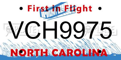 VCH9975 North Carolina License Plate