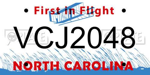 VCJ2048 North Carolina License Plate