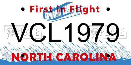 VCL1979 North Carolina License Plate