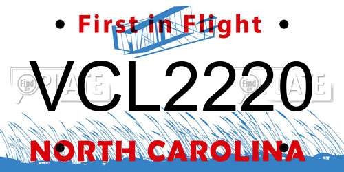 VCL2220 North Carolina License Plate