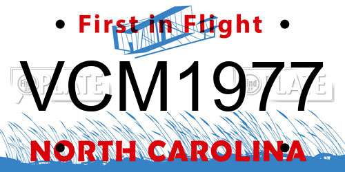 VCM1977 North Carolina License Plate