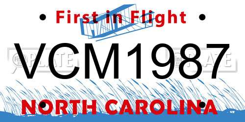 VCM1987 North Carolina License Plate