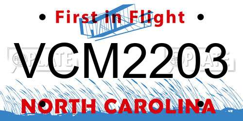 VCM2203 North Carolina License Plate
