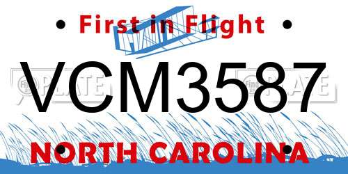 VCM3587 North Carolina License Plate