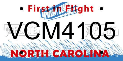 VCM4105 North Carolina License Plate