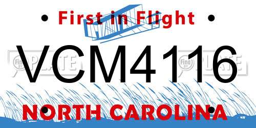 VCM4116 North Carolina License Plate