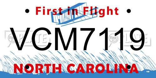 VCM7119 North Carolina License Plate