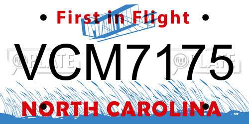 VCM7175 North Carolina License Plate