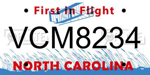 VCM8234 North Carolina License Plate