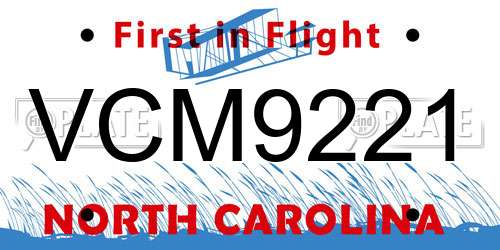 VCM9221 North Carolina License Plate