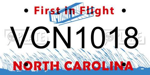 VCN1018 North Carolina License Plate