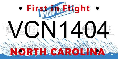 VCN1404 North Carolina License Plate