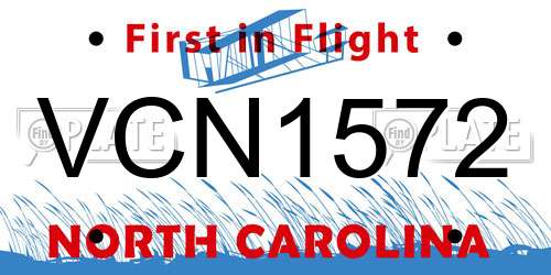 VCN1572 North Carolina License Plate